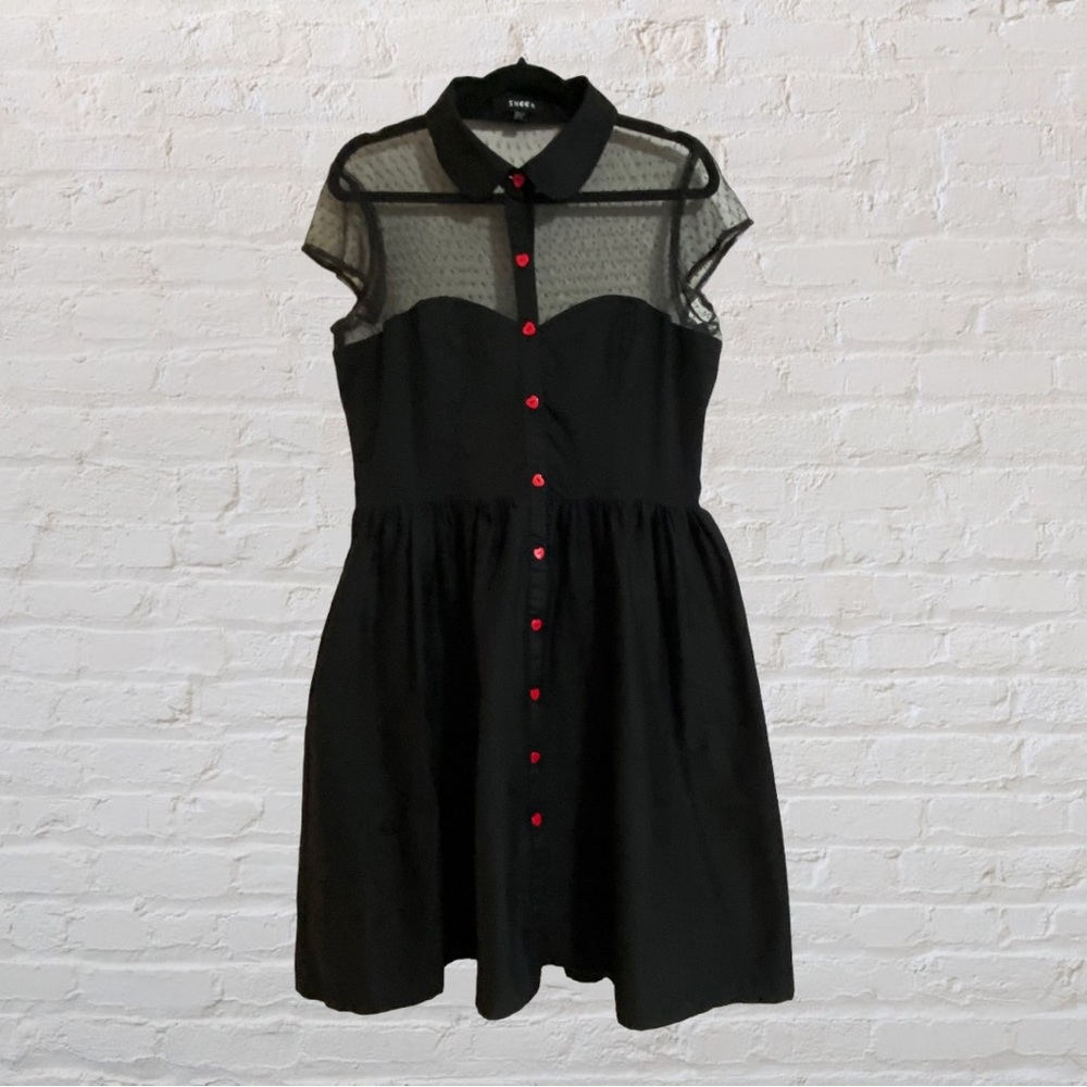 133. SHEEN Pin-Up Style Black Swing Dress - Womens Size 12 - Picture 2 of 8